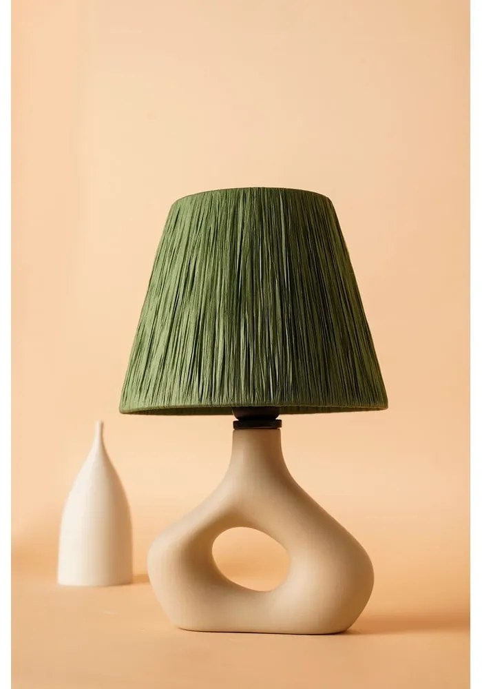 Veioză verde cu abajur din sfoară din hârtie (înălțime 40 cm) Serin – Opviq lights