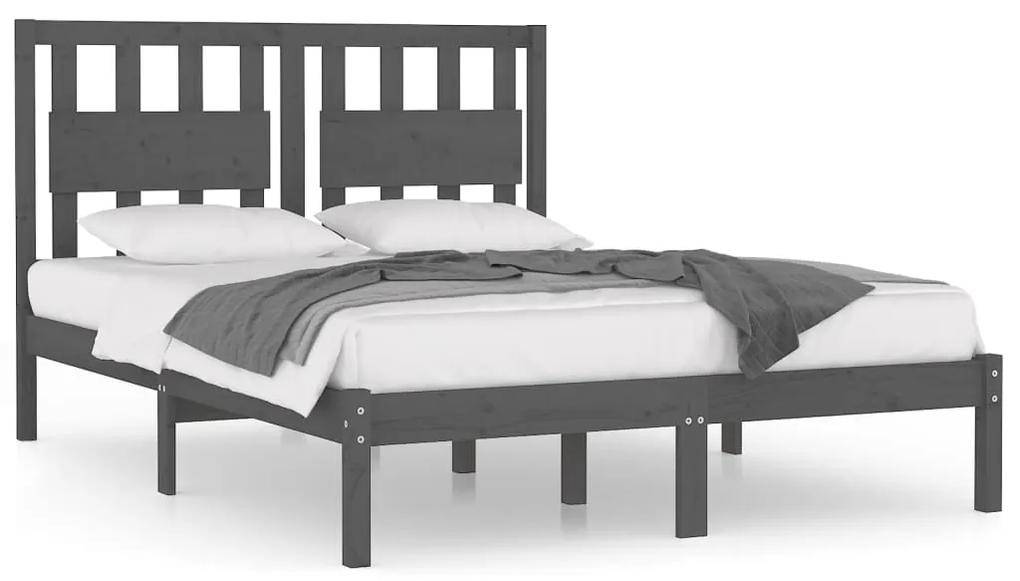 3103945 vidaXL Cadru de pat, gri, 160x200 cm, lemn masiv de pin