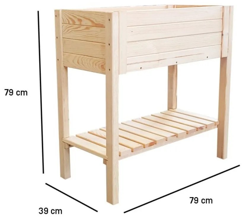 Straturi înălțate din lemn natural 79 x 39 x 79 cm