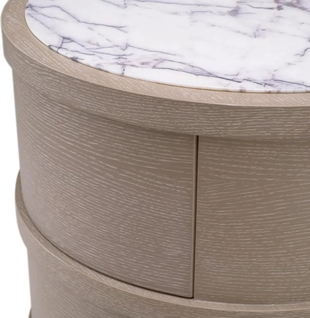 Noptiera/ masuta laterala design LUX Cabana round, stejar albit