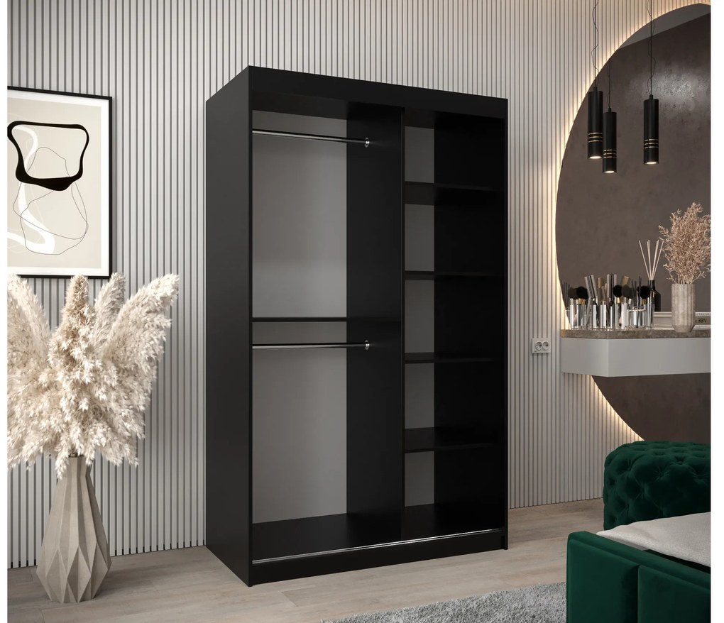Dulap de haine 120 cm Eclipse (Negru mat + Stejar sonoma). 1063392