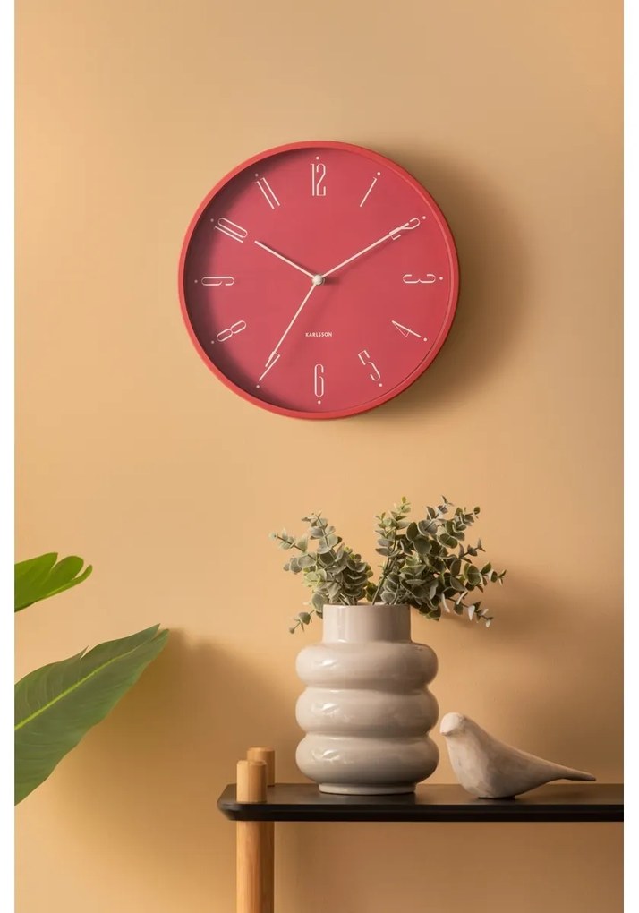 Karlsson 5988RD ceas de perete design, roz,diametru 30 cm