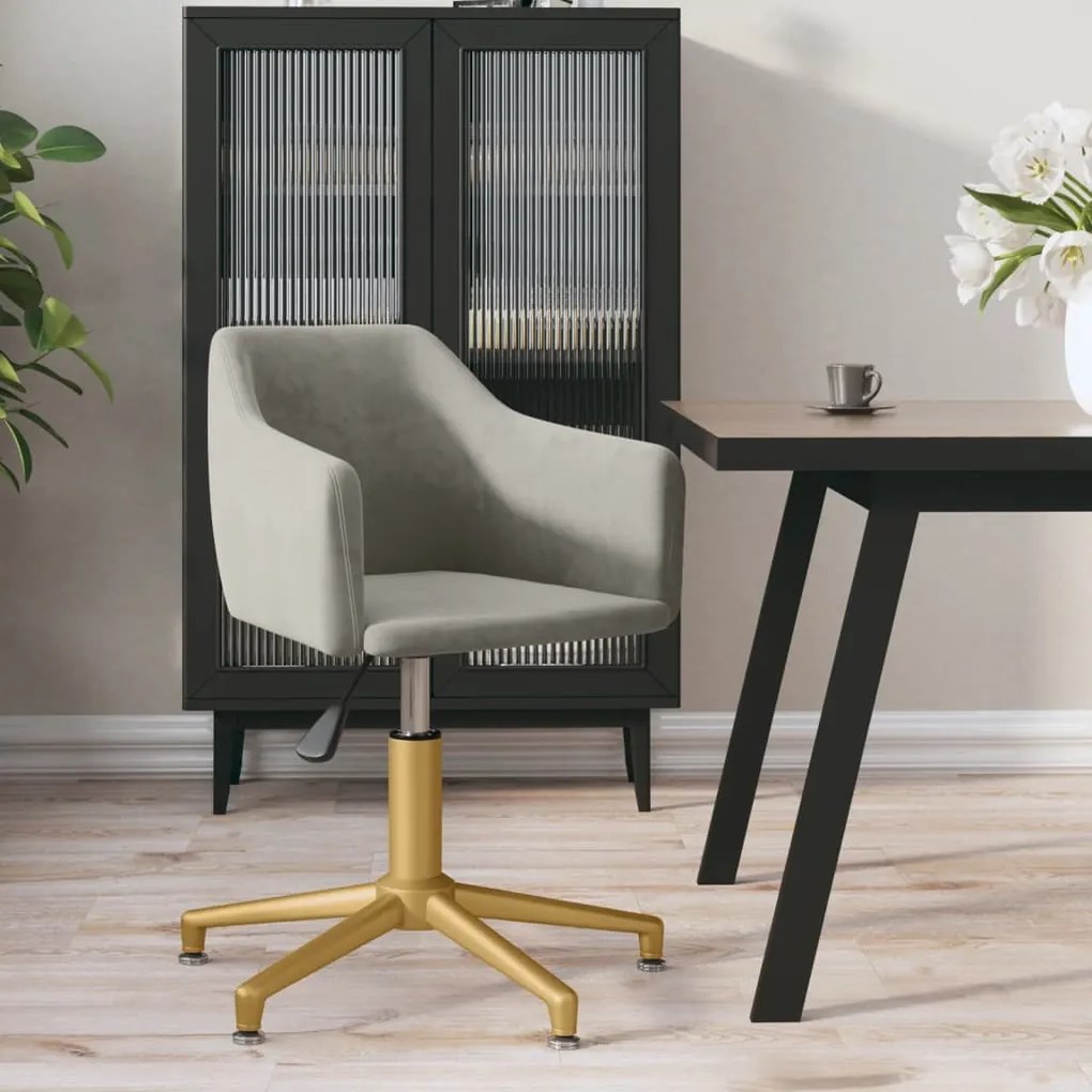 331265 vidaXL Scaun de bucătărie pivotant, gri deschis, catifea