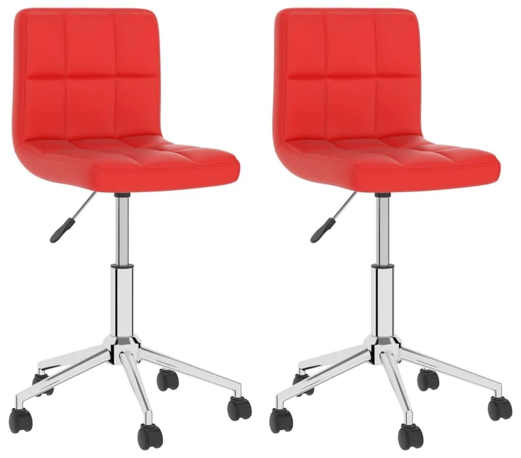 334469 vidaXL Scaune de sufragerie pivotante 2 buc. roșu piele artificială