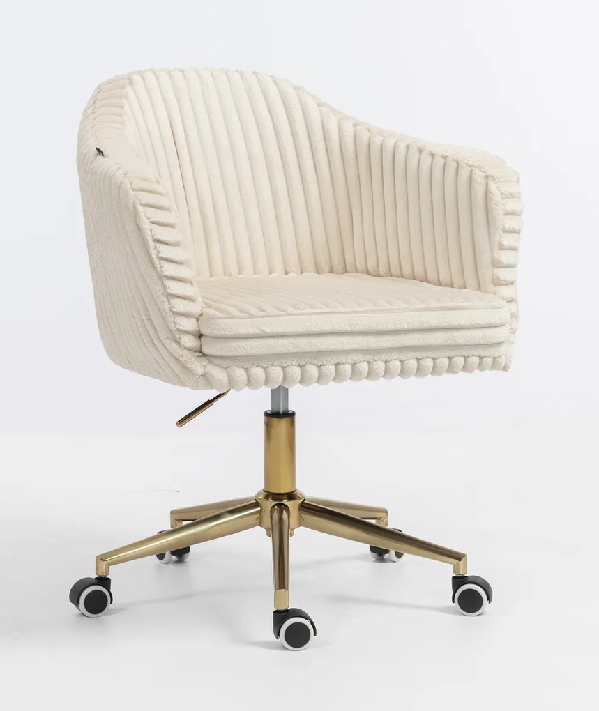 HR832K Scaun Cappuccino Teddy Cord cu Bază Aurie