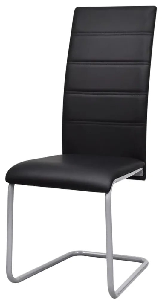 242289 vidaXL Scaune de bucătărie consolă, 2 buc., negru, piele ecologică