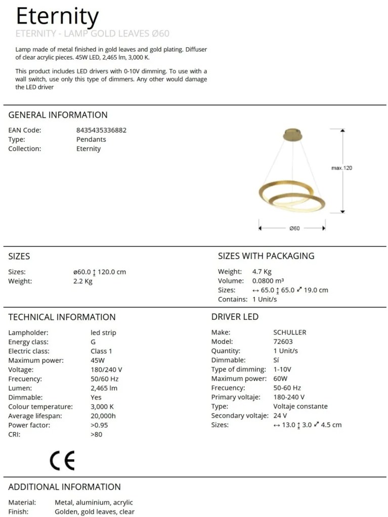 Lustra LED suspendata design modern Eternity 60cm