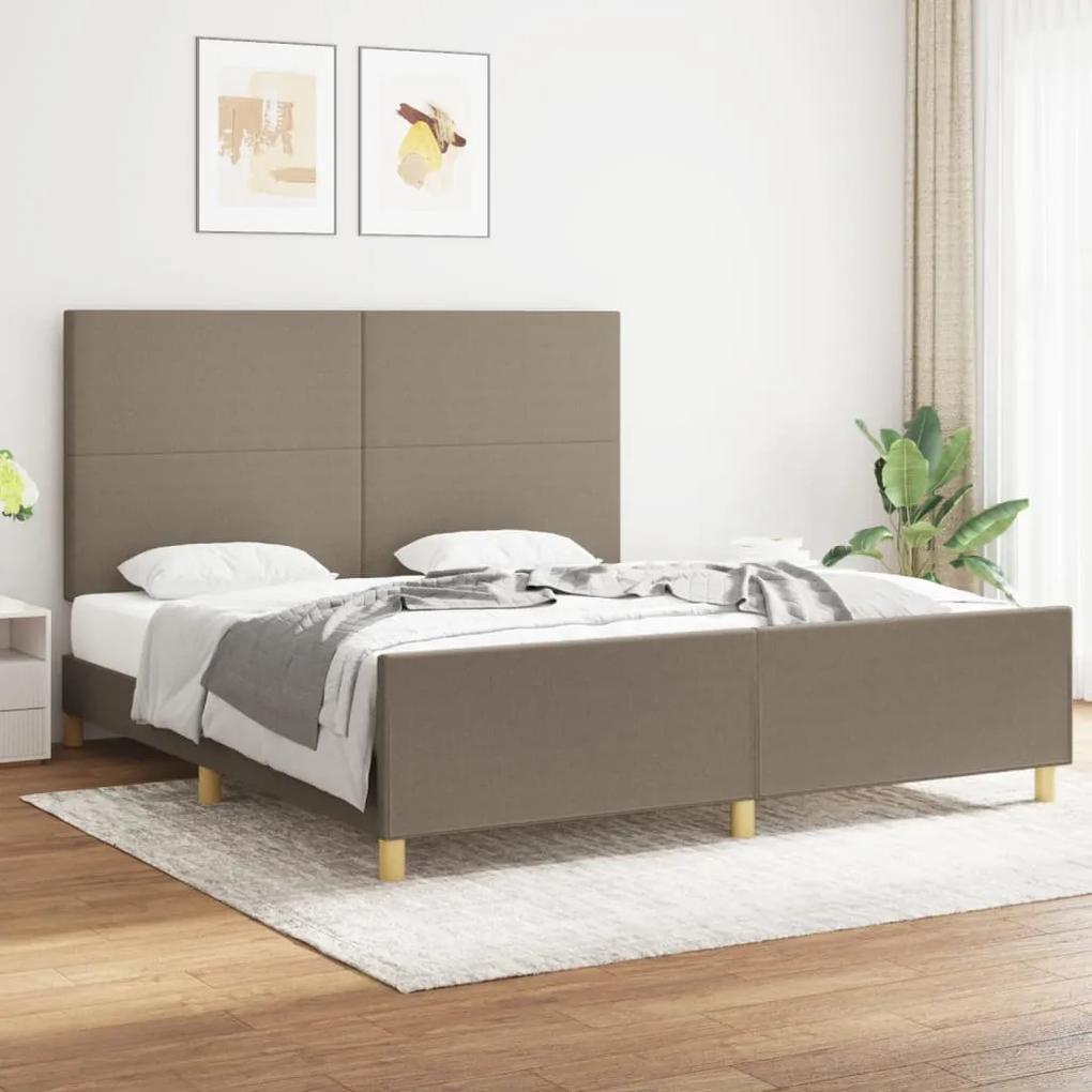 3124915 vidaXL Cadru de pat cu tăblie, gri taupe, 180x200 cm, textil