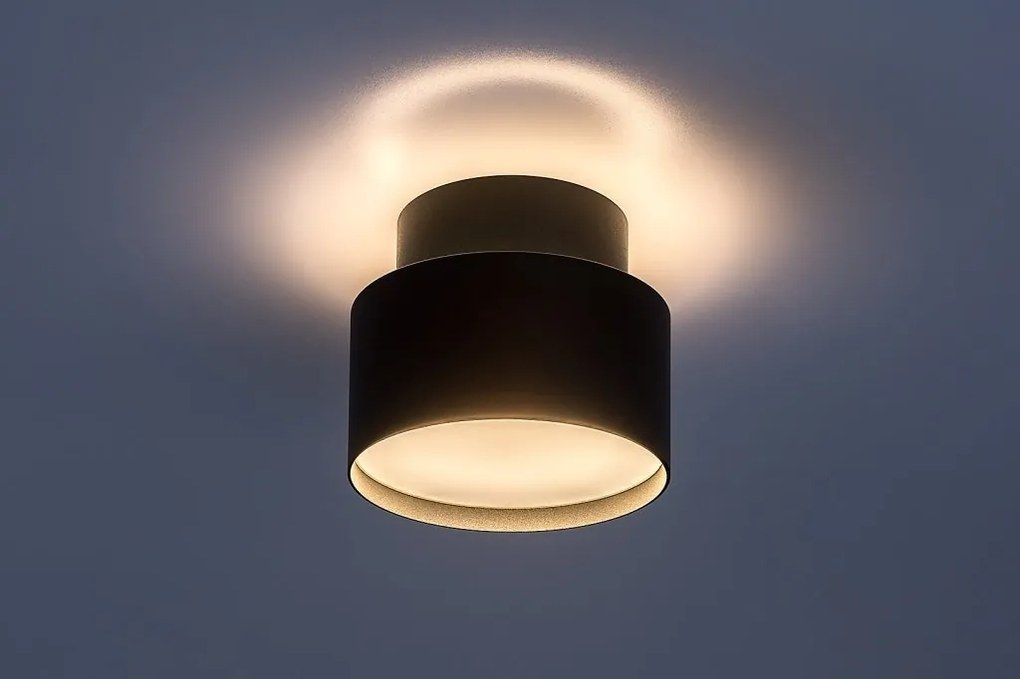 Mini Plafoniera LED cu lumina ambientala in sus Ovidia negru D-11cm
