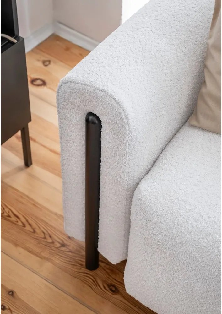 Canapea gri extensibilă/cu spațiu de depozitare cu tapițerie din țesătură bouclé 244 cm Arcadova – ELTAP