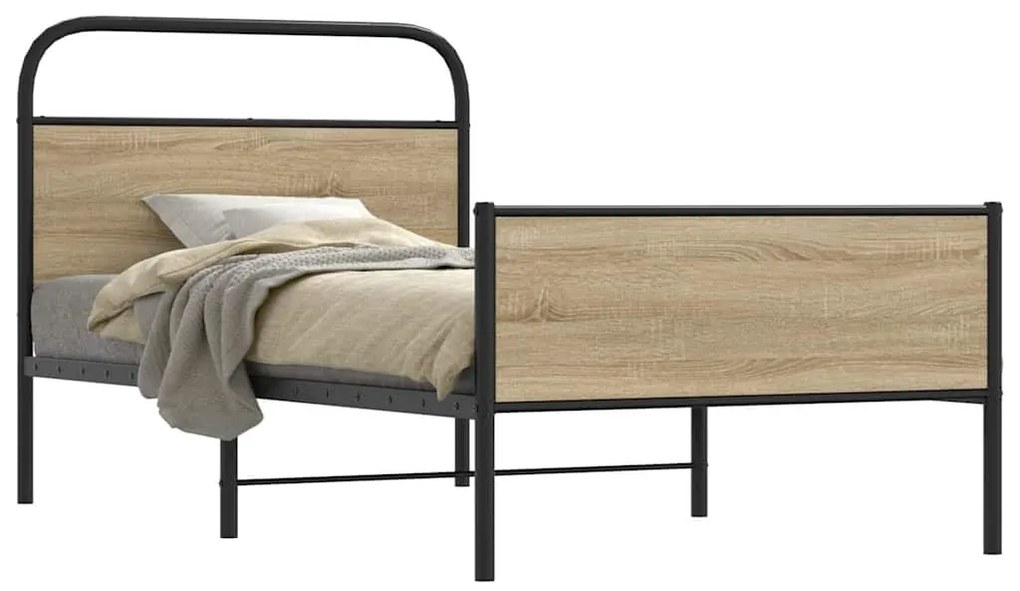 vidaXL Cadru pat fără saltea stejar sonoma, 90x190 cm, lemn prelucrat