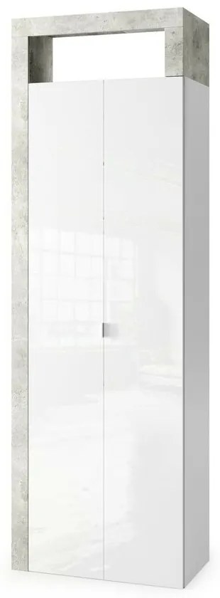 Dulap coloana mare LC Mobili Italia Hamburg 64x188 cm finisaj alb lucios/gri beton