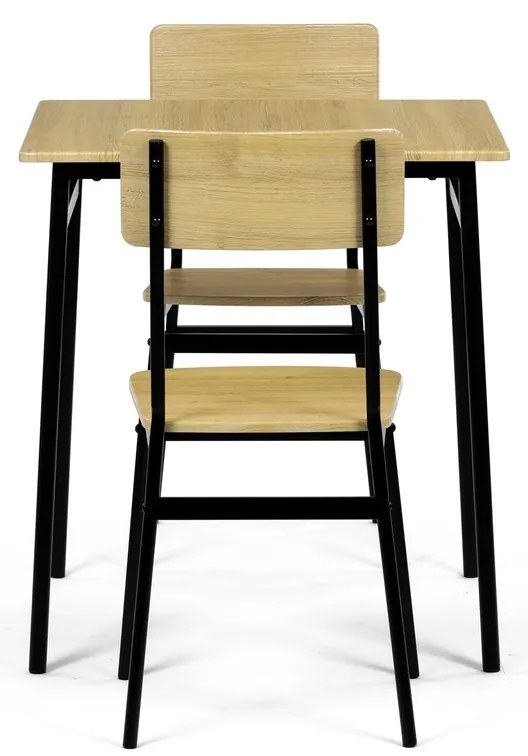Set de masă Industrial cu 2 scaune, 70 x 70 x 76cm, stejar sălbatic