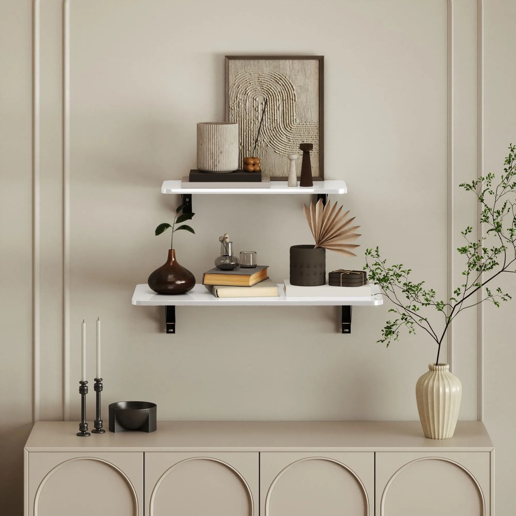 HOMCOM Lot de 2 tables pliantes murales, table murale rabattable en bois, pentru bucătărie, sufragerie, birou, alb lucios | Aosom Romania