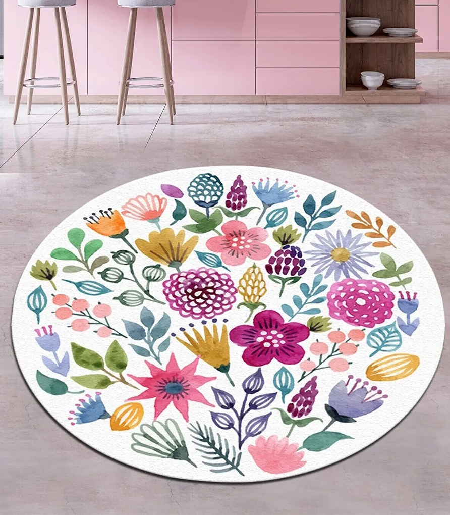 Covor de bucatarie multicolor lavabil anti-alunecare Ø 100 cm