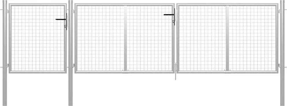 vidaXL Poartă de grădină din oțel 400x100 cm argintie