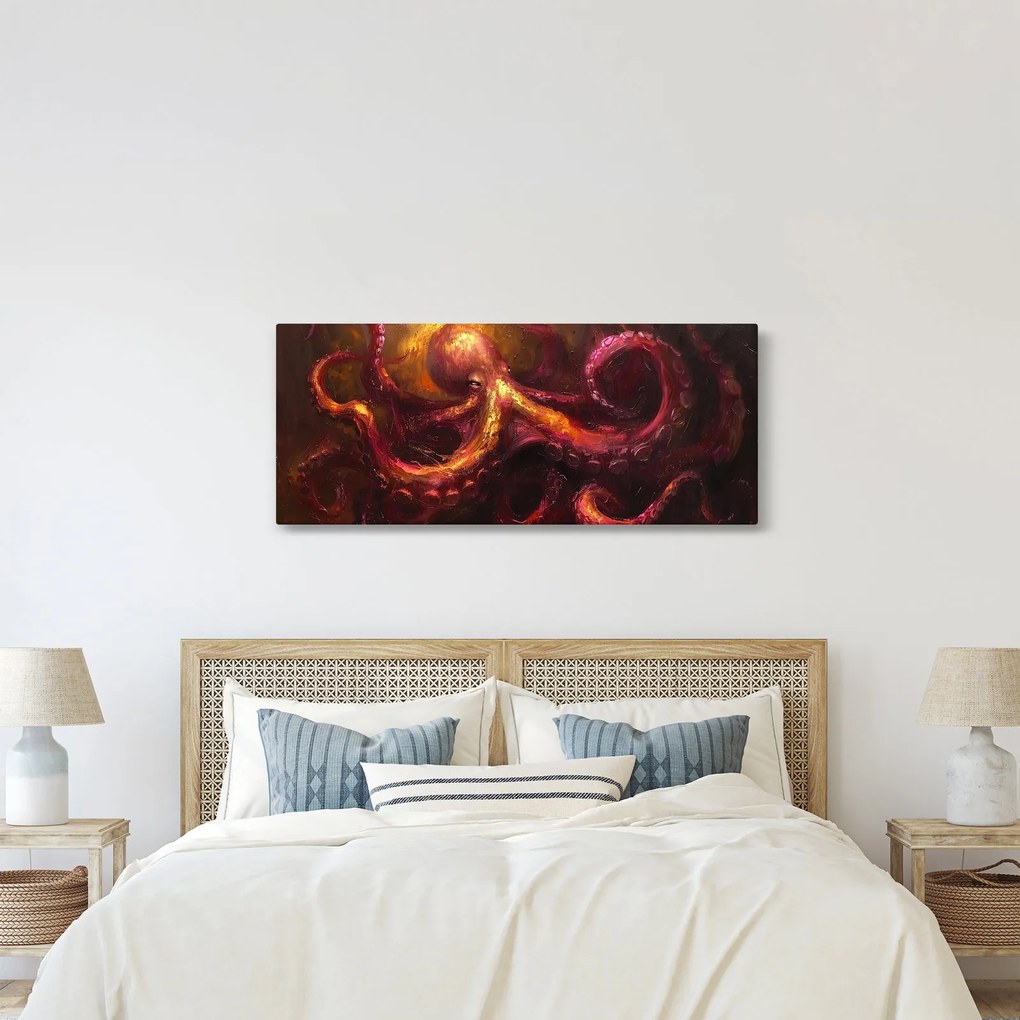 Tablou - Octopus, pictură în ulei (120x50 cm)