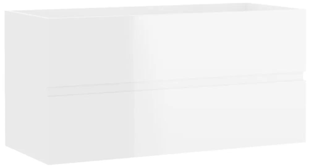 Dulap de chiuveta, alb extralucios, 90x38,5x45 cm, PAL Alb foarte lucios, Dulap pentru chiuveta, 1
