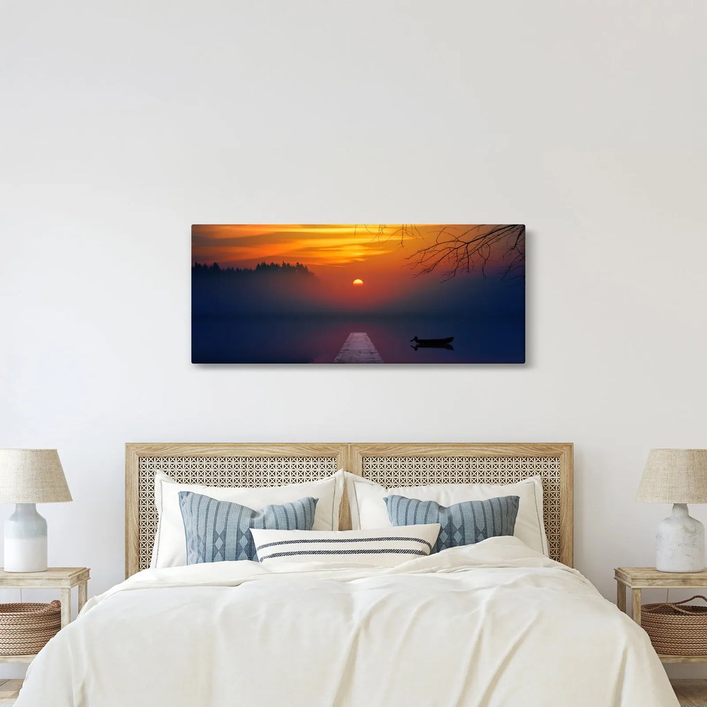 Tablou cu podul în apus de soare (120x50 cm)