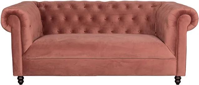 Canapea din catifea si lemn de pin 186 cm Chester Velvet Pink Dutchbone