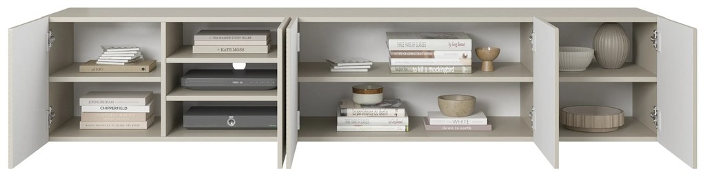 Comodă TV suspendată Asha 200 cm cu front striat - casmir