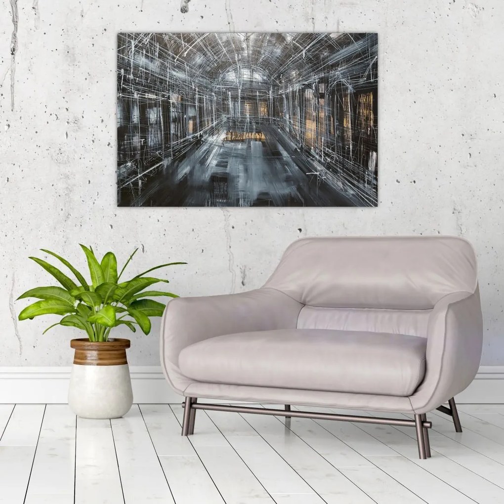 Tablou cu u interiorul clădirii vechi (90x60 cm)