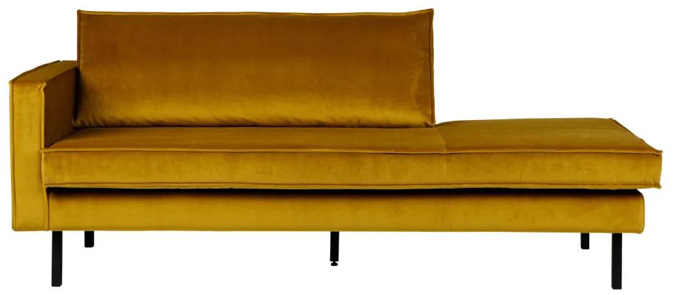 Sofa sezlong stanga catifea galbena Rodeo