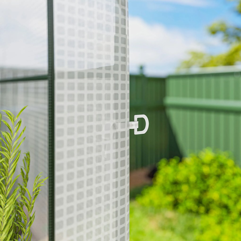 Outsunny Seră de Grădină cu Rafturi și Ușă Rulabilă, Seră pentru Grădină cu Cadru din Oțel, Acoperiș din PE Anti-UV, pentru Legume, Flori și Plante, 123x187x189 cm, Alb | Aosom Romania