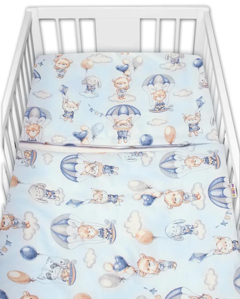 Baby Nellys 2-dílné lenjerie de pat din bumbac, Zburător animale, albastru 135x100