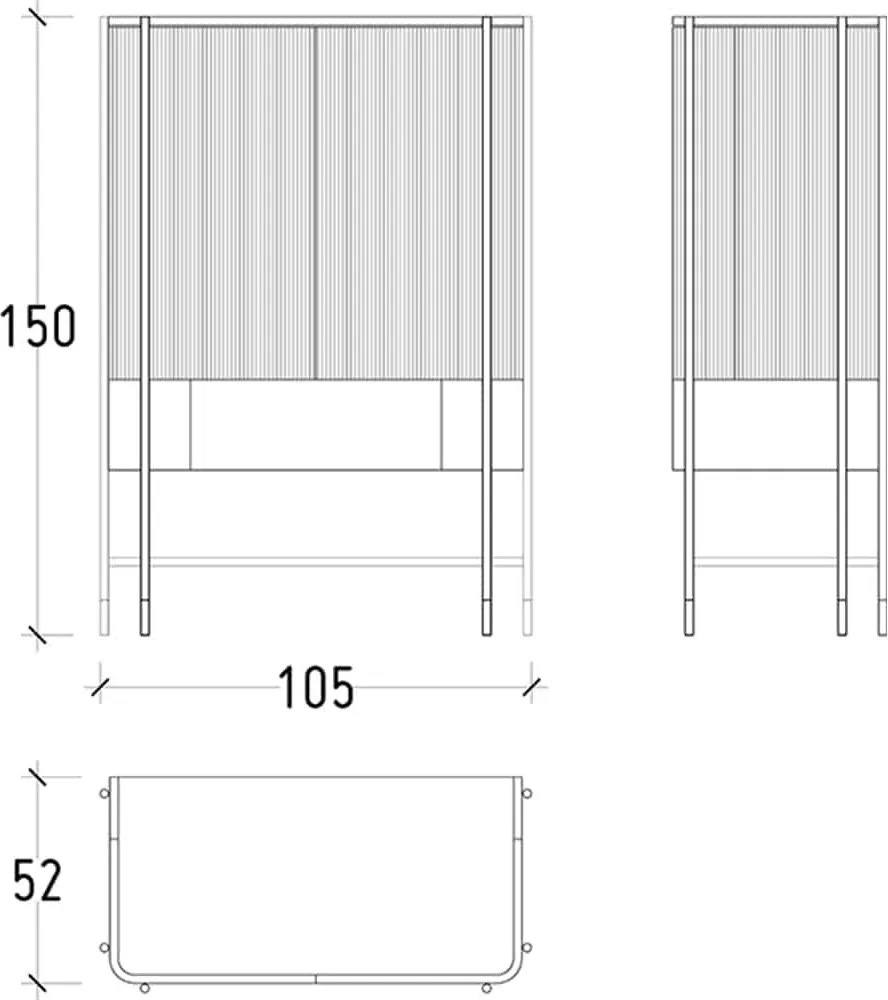 Bufet lemn masiv Înalt Calista Negru-Rose Gold L 104 x A 50 x H 150 cm - Marmura naturala
