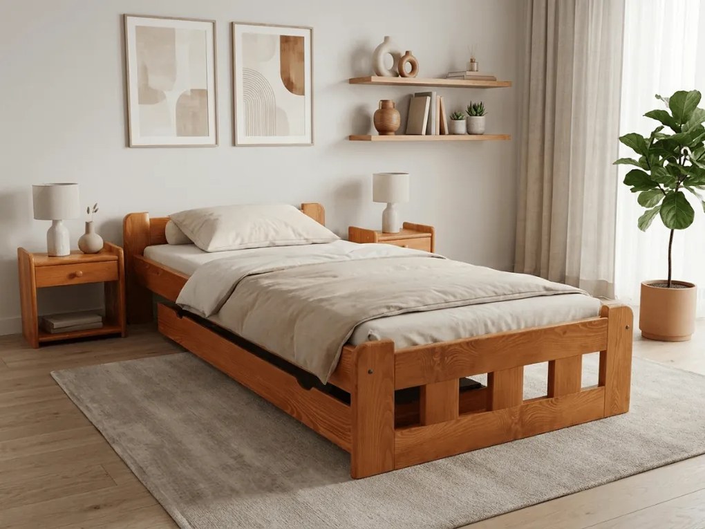 Pat de o persoana inalt Naomi 90x200 cm, arin Saltele: Cu saltele Sommera 18 cm, Somiera pat: Cu lamele drepte