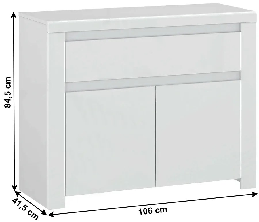 Comodă Lafer 2D1S (luciu alb). 1034086