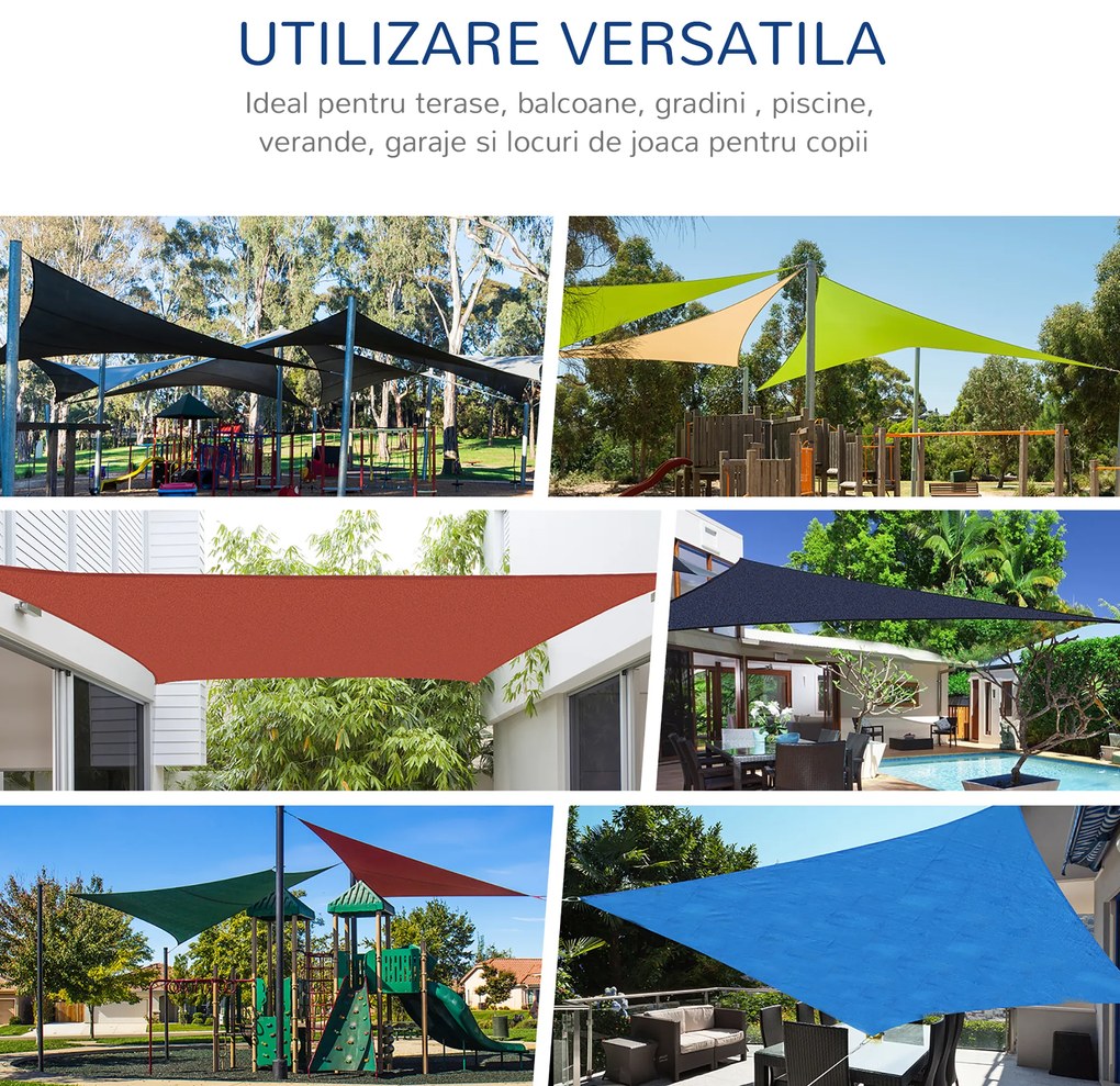 Outsunny Cort Parasolar Triunghiular, Protecție UV din HDPE, Nisipiu, 3x3x3m | Aosom Romania