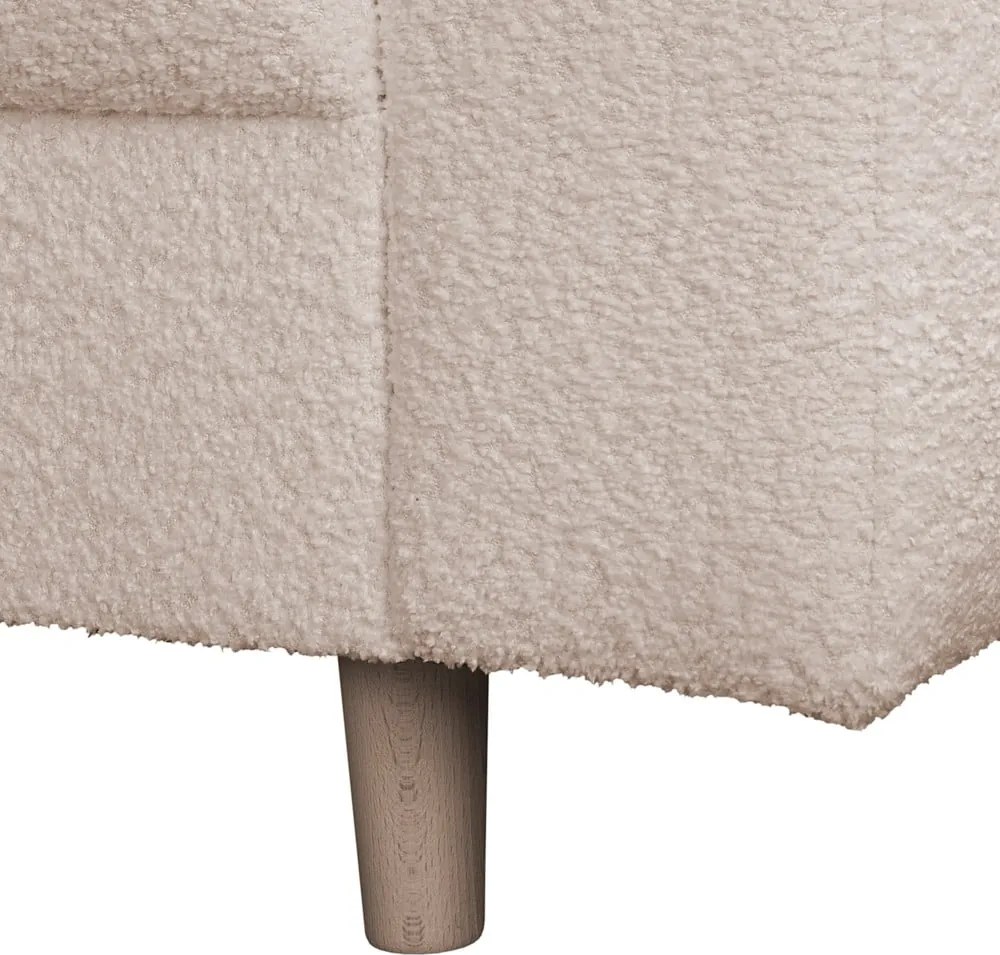 Colțar bej cu tapițerie din stofă bouclé (cu colț pe partea stângă) Ariella – Ropez