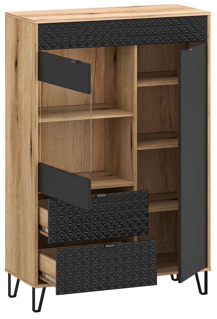 Vitrină Botones 2 (stejar evoke + negru) . 1116769