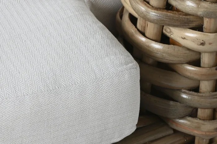 Sofa rotundă din rattan și lemn solid de mahon, cu perne albe, "Oasis"