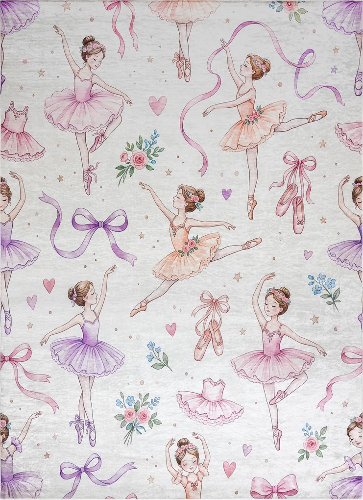 BAMBINO 61600 covor lavabil Balerina, pentru copii anti-alunecare - cremă / roz