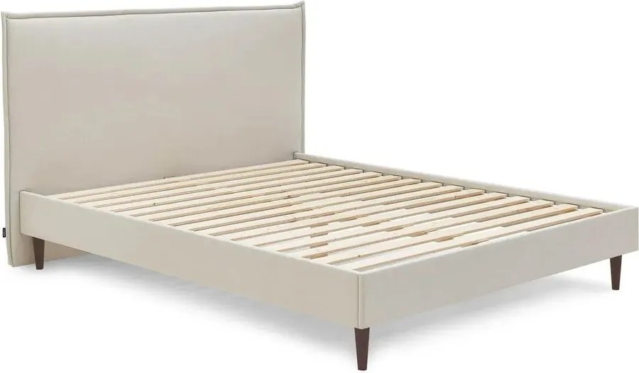 Pat matrimonial 160x200 cm bej tapițat cu somieră Sary – Bobochic Paris