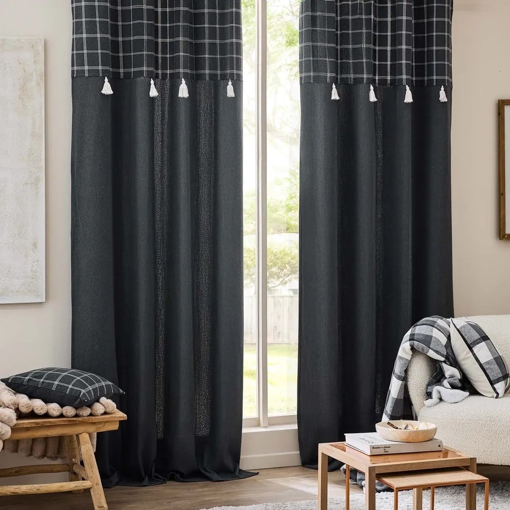 Draperie gri antracit din amestec de bumbac 140x240 cm Everest – douceur d'intérieur