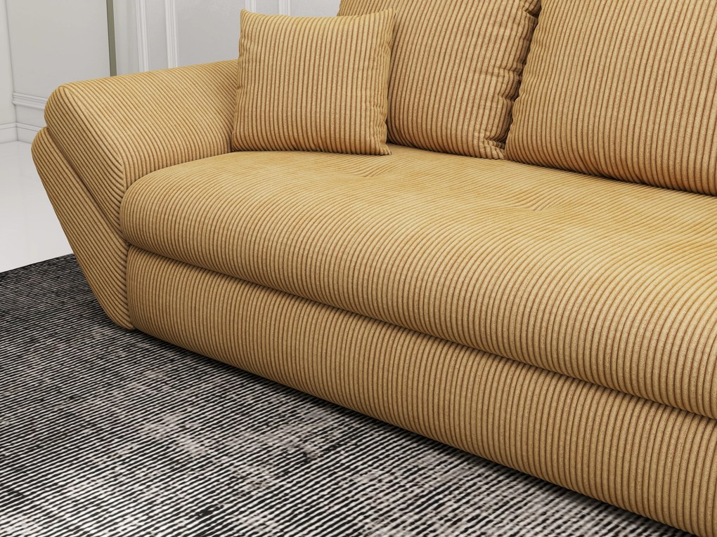 Canapea extensibilă dumonde cu ladă de depozitare si sezut confortabil din spuma high-density, Loana Zoom Mustar 250x100 cm