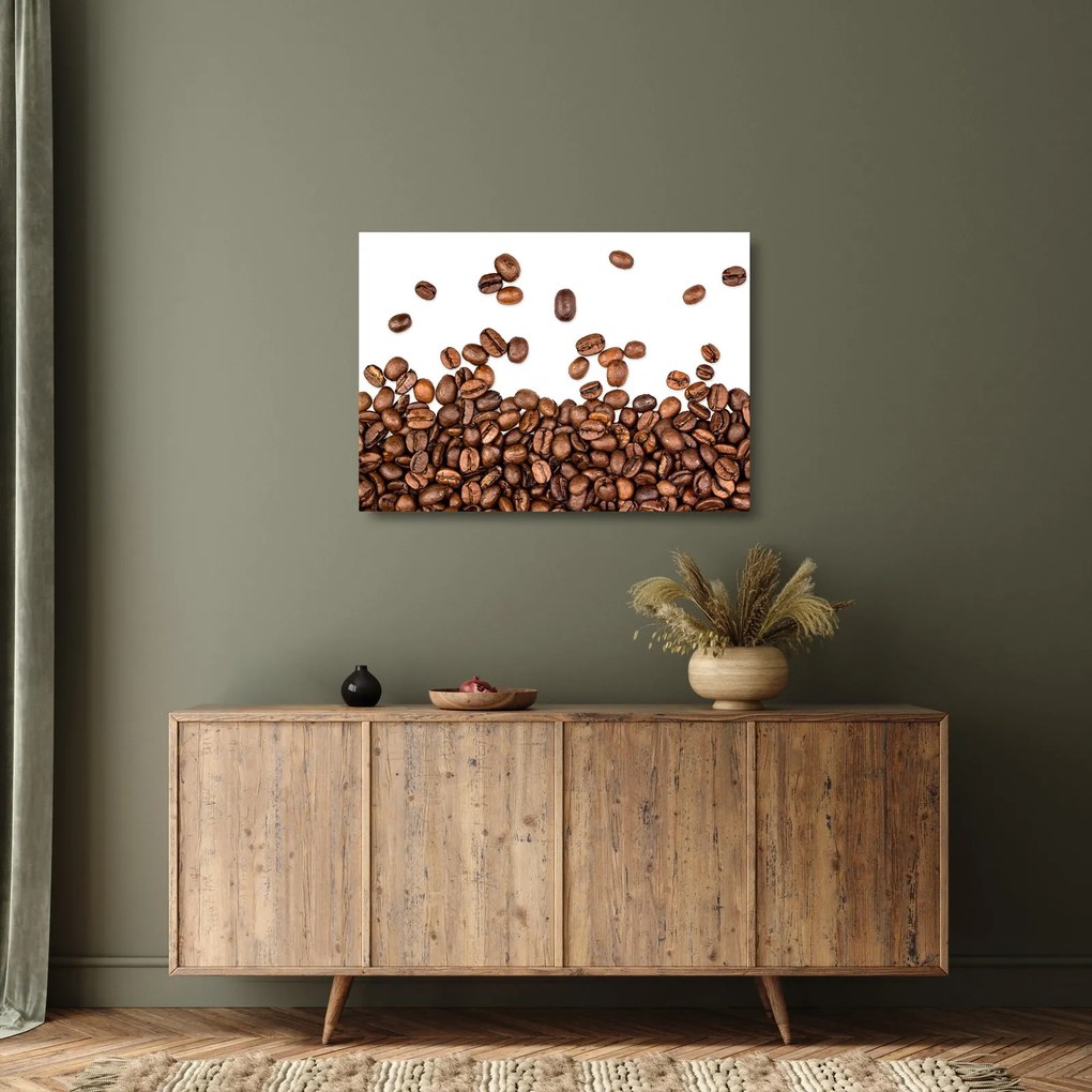 Tablou pe sticlă - Boabe de cafea (70x50 cm)