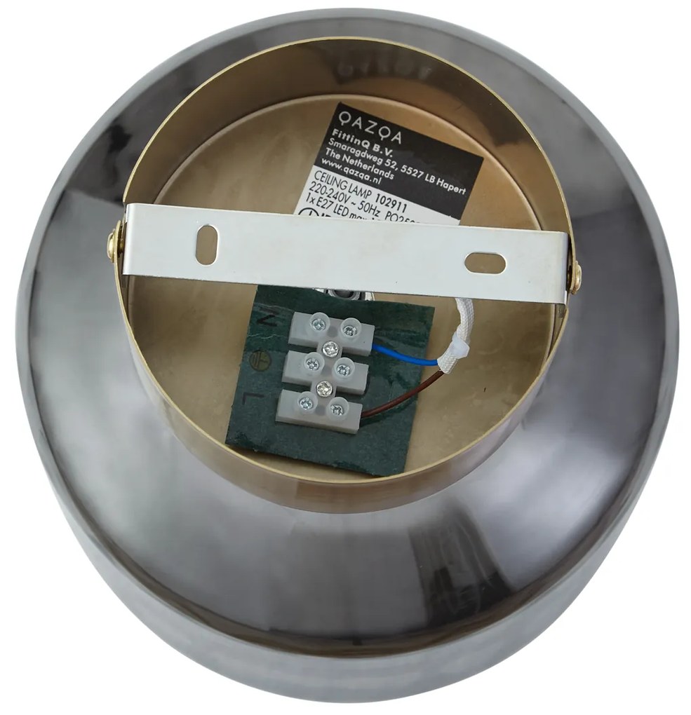 Plafonieră modernă alamă cu sticlă fumurie - Stiklo