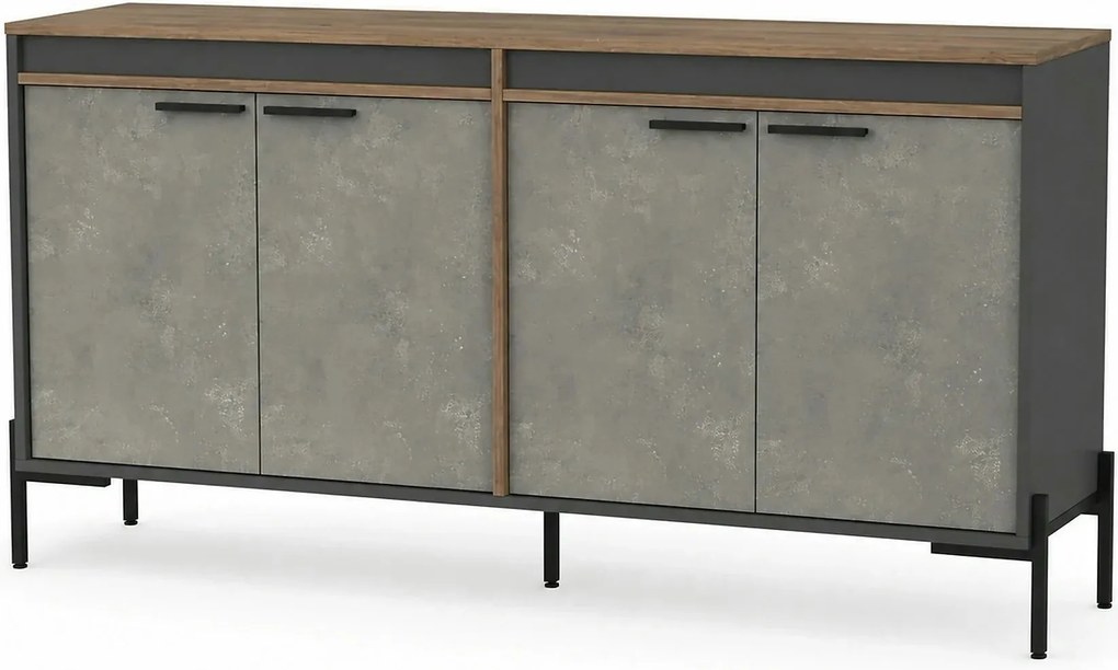 Comoda VS5 - CGA, gri/nuc, PAL melaminat/metal, 184x45x92 cm