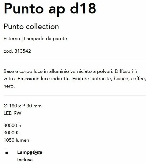 Aplica LED iluminat exterior ambiental Punto ap d18 negru