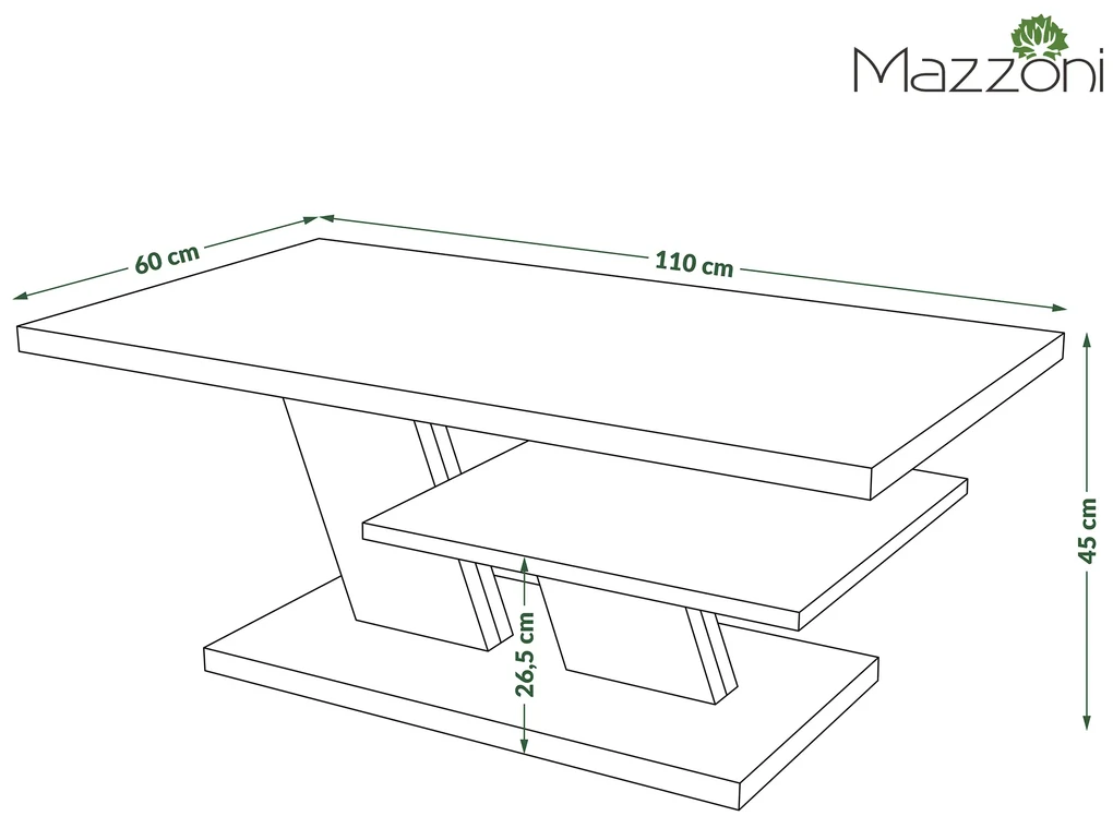 Mazzoni CLIFF Alb Luciu/Negru- MĂSUȚĂ DE CAFEA MODERNĂ | BIANO
