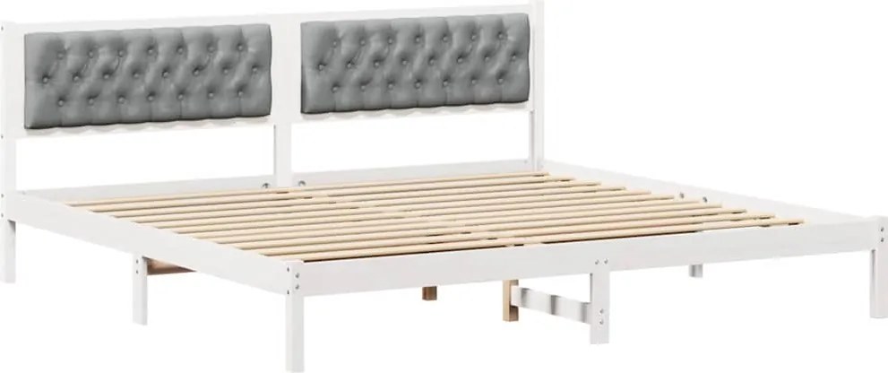 vidaXL Cadru de pat Gri deschis 200 x 200 cm Lemn de pin masiv