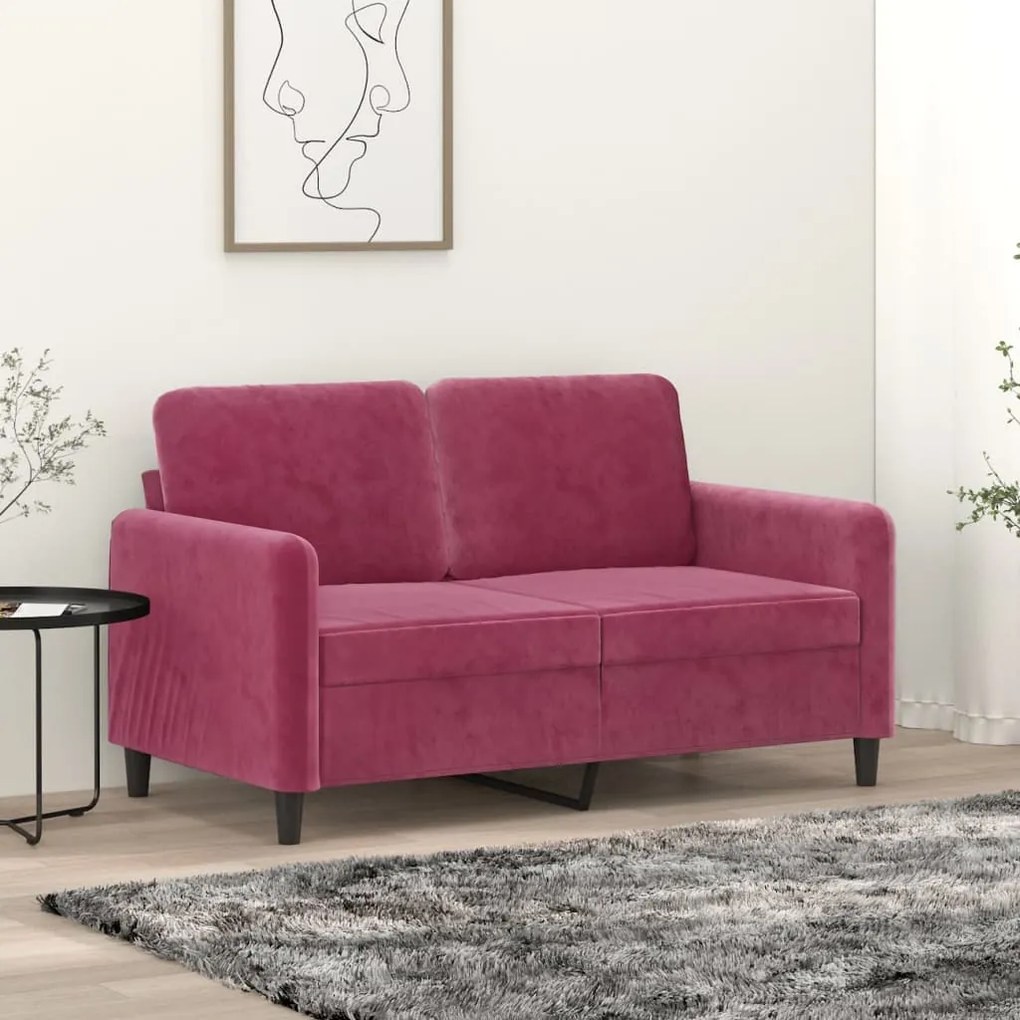 vidaXL Canapea cu 2 locuri, roșu vin, 120 cm, catifea