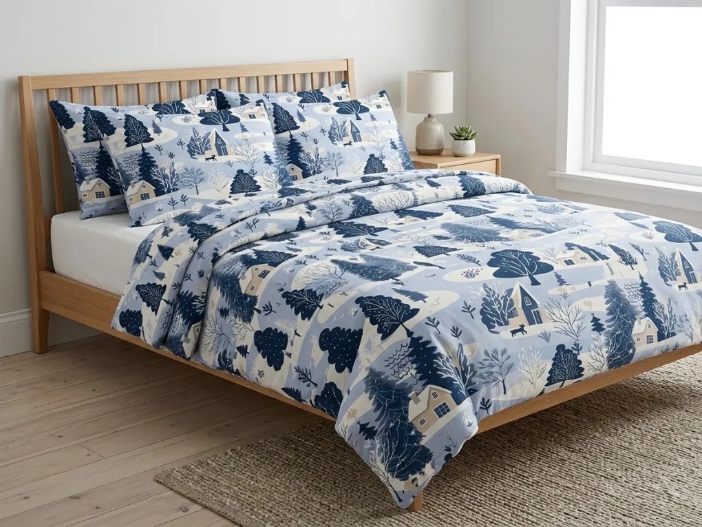 Lenjerie de pat din flanel SNOWY VALLEY albastru Dimensiune lenjerie de pat: 70 x 90 cm | 140 x 200 cm