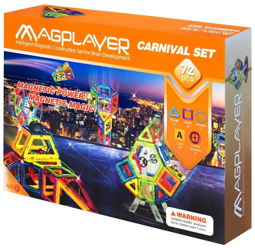 SET DE CONSTRUCTIE MAGNETIC - 72 PIESE - MAGPLAYER (MPA-72)