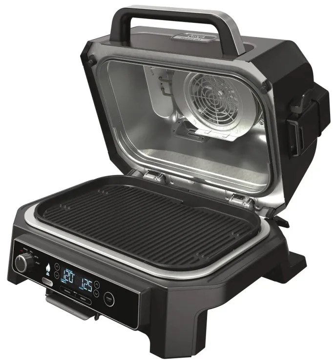 Gratar electric Ninja OG850EU, 1700W, 4 programe, 45x29 cm, 240°C, Ceramica Plocha, Tehnologie Woodfire, IPX4, Negru